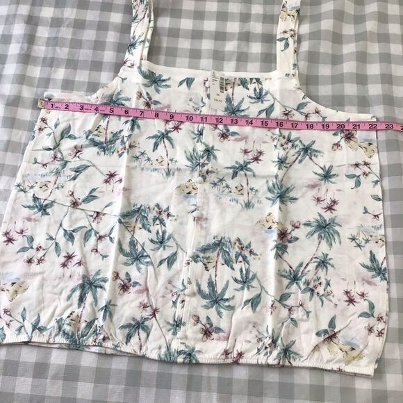 REITMANS ecru floral tank top linen cotton summertime top palms plus size 2X - Picture 4 of 10